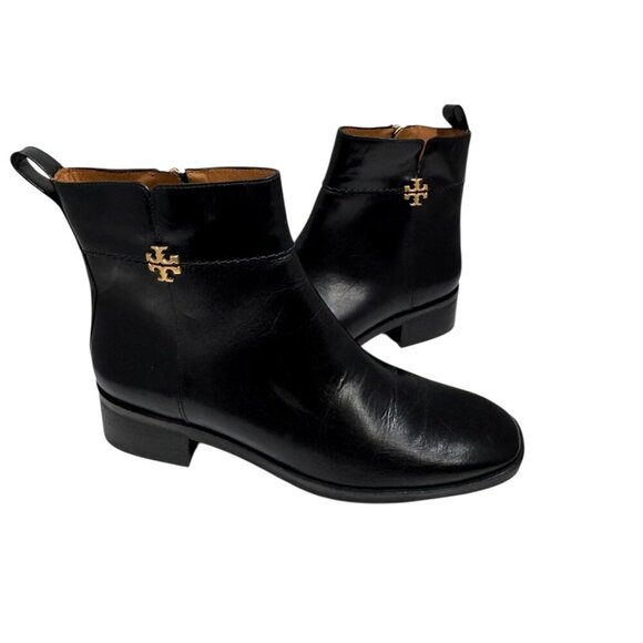 Tory Burch Everly Flat Boot, Perfect Black w gold logo , 9 1/2 NEW - Picture 2 of 6